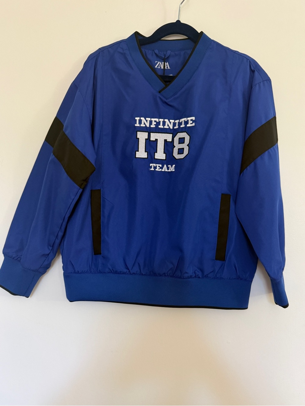 Zara Boys Blue V-Neck Windbreaker with Black Trim
